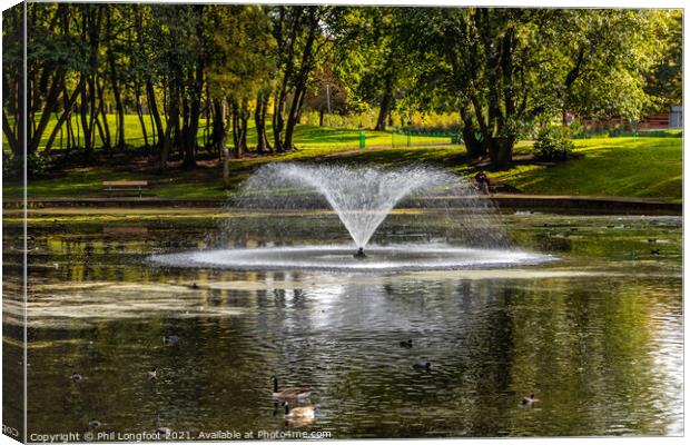 City park fountain Canvas Print by Phil Longfoot