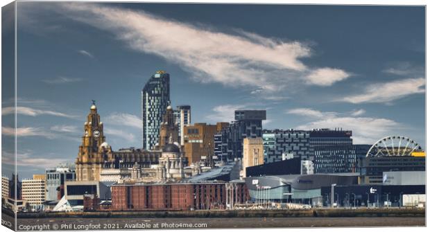Liverpool Waterfront Cityscape Canvas Print by Phil Longfoot
