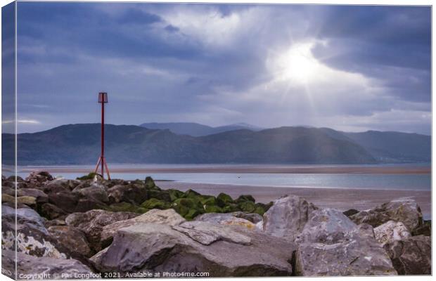 Welsh mountain from West Shore Llandudno  Canvas Print by Phil Longfoot