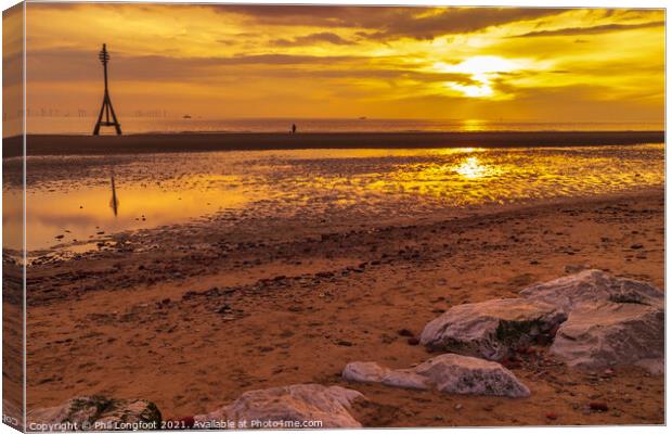 Crosby Beach Liverpool sunset  Canvas Print by Phil Longfoot