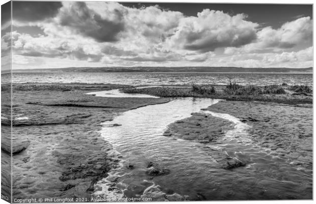 Thurstaston Beach on a bright and cloudy day  Canvas Print by Phil Longfoot