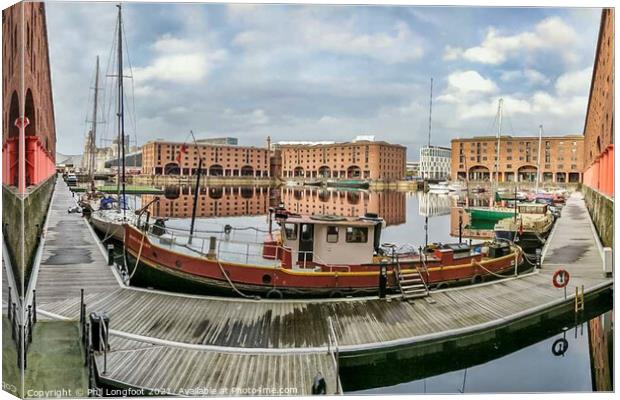 Royal Albert Dock Liverpool reflections. Canvas Print by Phil Longfoot