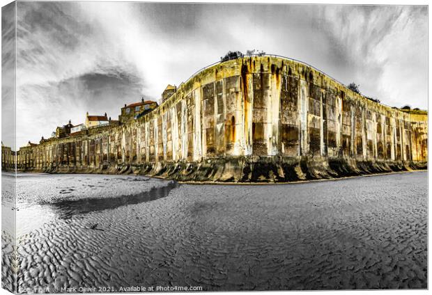 Sea Wall at Robin Hood's Bay Canvas Print by Mark Oliver