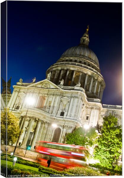 St Paul's Cathedral at night Canvas Print by Mark Oliver