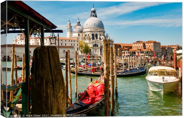 Gondola and the Basilica di Santa Maria della Salute Canvas Print by Mark Oliver