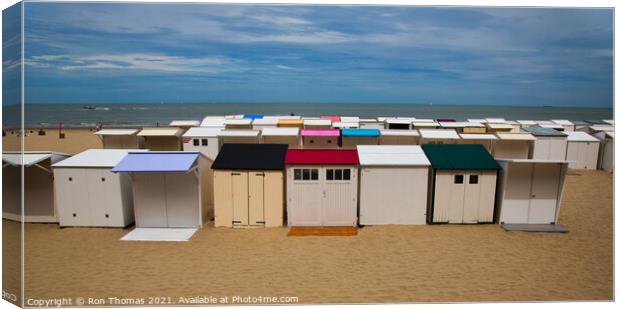 Blankenberge Beach Chalets Canvas Print by Ron Thomas