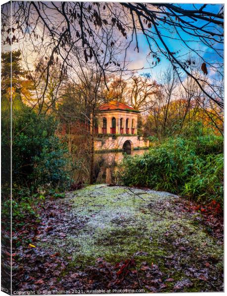 Roman Boathouse, Birkenhead Park. Canvas Print by Ron Thomas