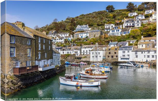 Polperro Harbour, Cornwall Canvas Print by Jim Monk