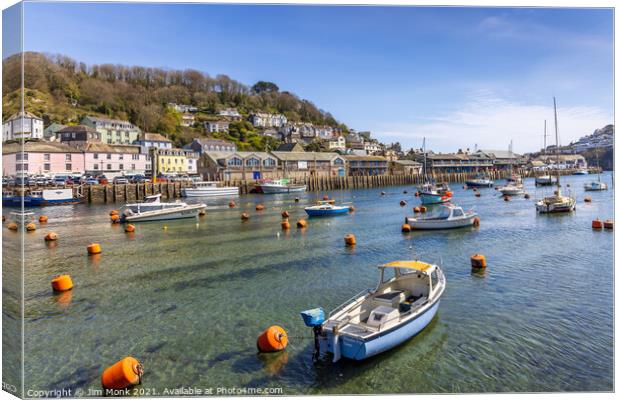 Boats on the Looe River. Canvas Print by Jim Monk