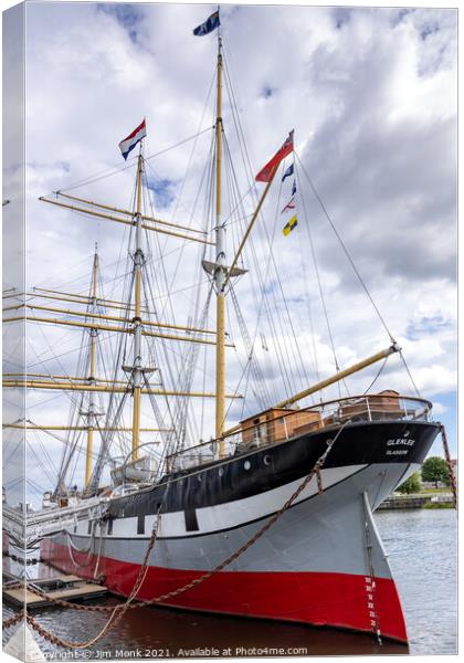 The Tall Ship Glenlee, Glasgow Canvas Print by Jim Monk