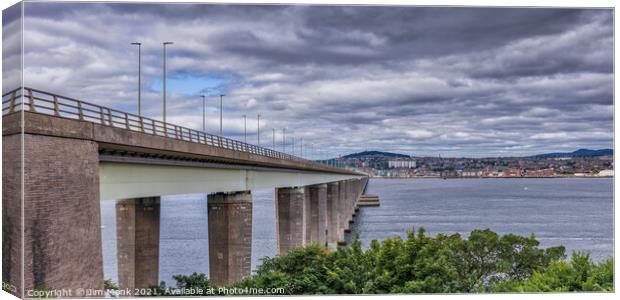 Tay Road Bridge and the city of Dundee Canvas Print by Jim Monk
