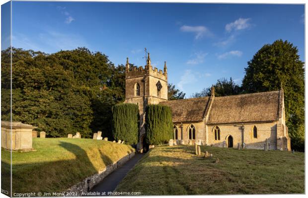St Peter's Church in Upper Slaughter Canvas Print by Jim Monk