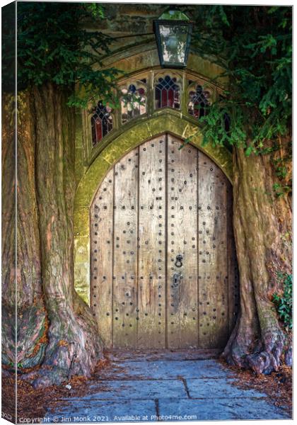 Doorway to St Edward's Church, Stow-on-the-Wold Canvas Print by Jim Monk