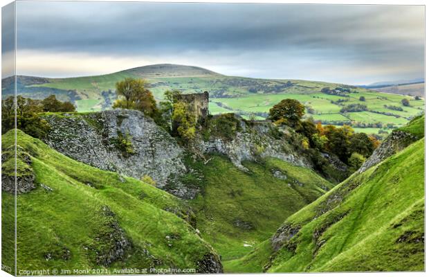 Peveril Castle from Cave Dale Canvas Print by Jim Monk