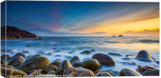 Porth Nanven Sunset, Cornwall. Canvas Print by Jim Monk