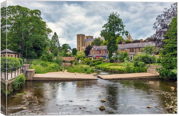 River Skell & Ripon Cathedral Canvas Print by Jim Monk