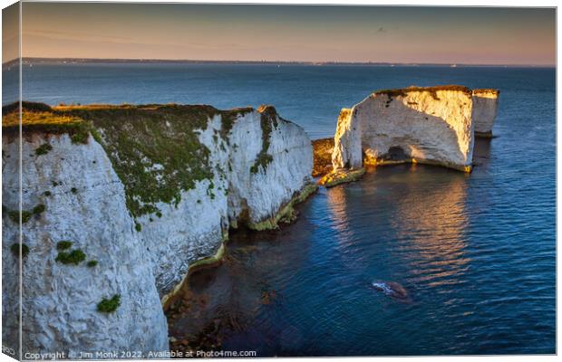 Old Harry Rocks Canvas Print by Jim Monk