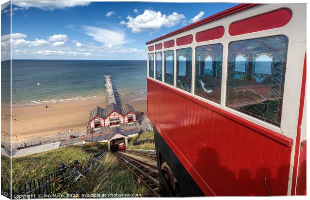 Saltburn Cliff Tramway and Pier Canvas Print by Jim Monk