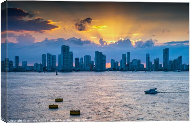 Sunset over Cartagena Canvas Print by Jim Monk