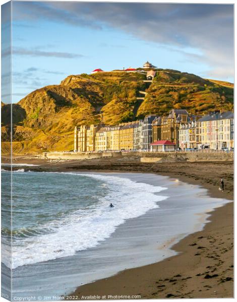 North Beach and Seafront in Aberystwyth Canvas Print by Jim Monk