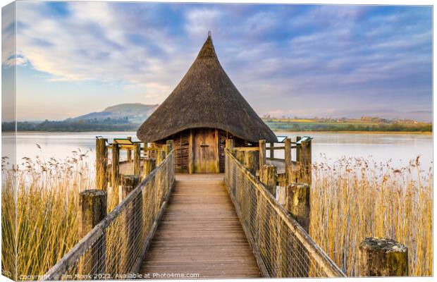 The Crannog, Llangorse Lake Canvas Print by Jim Monk