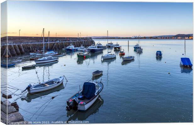 Sunrise at Minehead Harbour  Canvas Print by Jim Monk