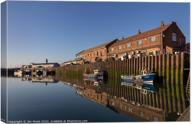 Reflections at Scarborough Harbour Canvas Print by Jim Monk