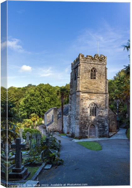 St Just in Roseland Church, Cornwall Canvas Print by Jim Monk