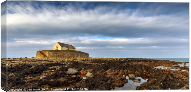 St Cwyfan's Church, Anglesey Canvas Print by Jim Monk