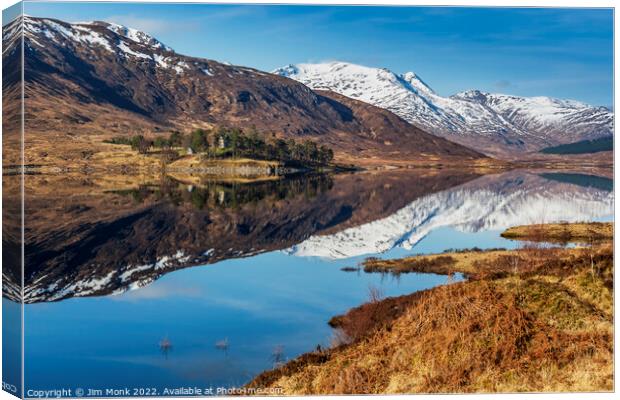Loch Cluanie Reflections Canvas Print by Jim Monk