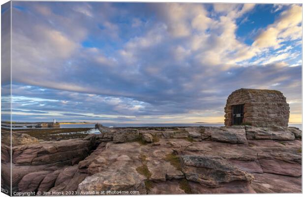 The Powder House at Seahouses Canvas Print by Jim Monk