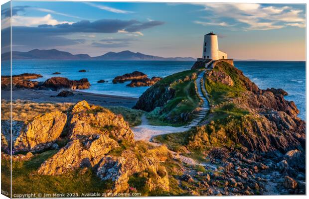 Iconic Lighthouse of Ynys Llanddwyn Canvas Print by Jim Monk