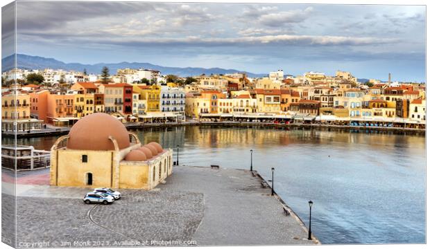 The Venetian Harbour, Chania Canvas Print by Jim Monk