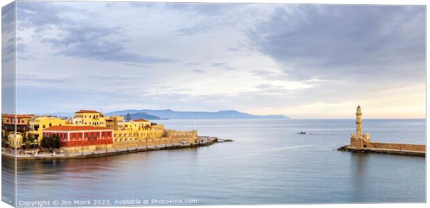 Old Harbour Entrance, Chania Canvas Print by Jim Monk