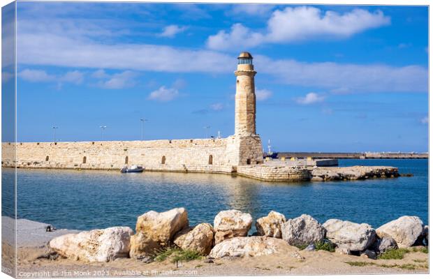 Rethymno Harbour and Lighthouse, Crete Canvas Print by Jim Monk