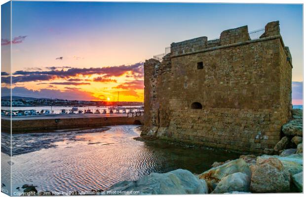 Paphos Castle sunset Canvas Print by Jim Monk