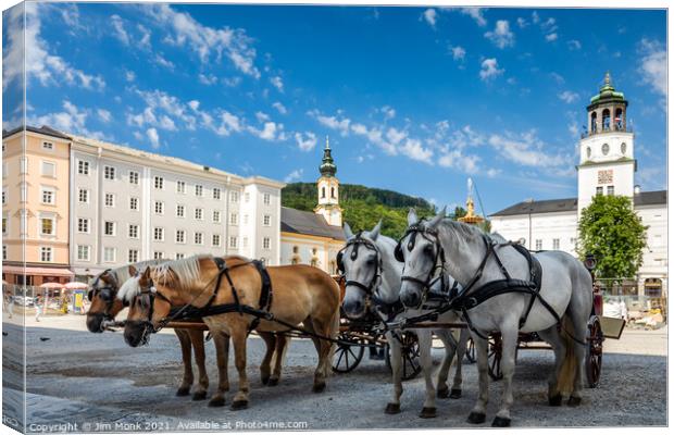 Salzburg city horses Canvas Print by Jim Monk