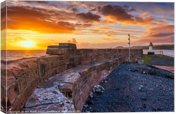 Ardrossan Harbour Sunset Canvas Print by Jim Monk