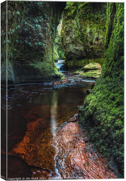 Devil's Pulpit, Finnich Glen Canvas Print by Jim Monk