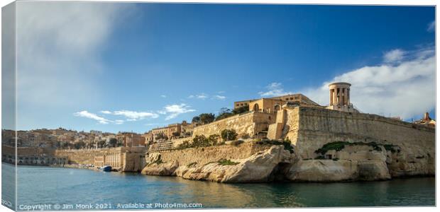 Great Siege Bell Memorial, Valletta  Canvas Print by Jim Monk