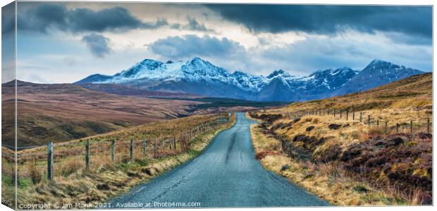 Heading for the mountains on Skye Canvas Print by Jim Monk
