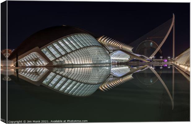 City of Arts and Sciences at night Canvas Print by Jim Monk