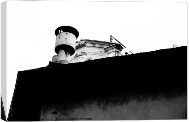 Italian roof in black and white Canvas Print by Andy Huckleberry Williamson III
