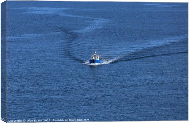 Ferry approaching Skomer Island Canvas Print by Glyn Evans