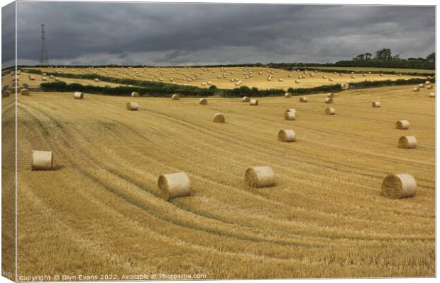 Hay Bails. Canvas Print by Glyn Evans