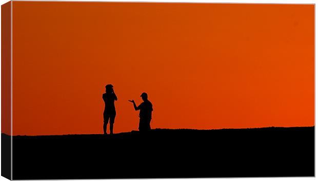 Silhouettes in the desert Canvas Print by Simon Curtis