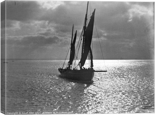 Edwardian fishing boat , ,from original vintage ne Canvas Print by Kevin Allen