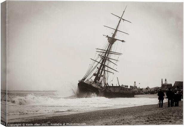 Shipwreck Lowestoft, original vintage negative Canvas Print by Kevin Allen