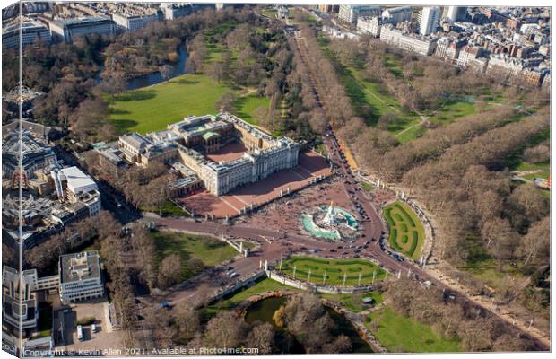 Helicopter view of Buckingham Palace Canvas Print by Kevin Allen