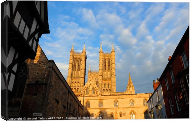Lincoln Cathedral, West front, Lincolnshire UK Canvas Print by Geraint Tellem ARPS